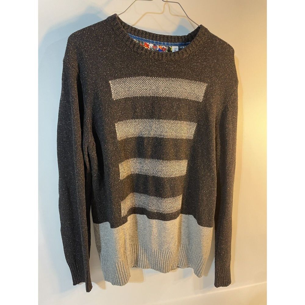 ROBERT GRAHAM Mens Medium M Knit Sweater brown gray